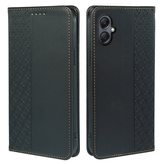 For Samsung Galaxy A06 Case Four-Leaf Clover Leather Flip Phone Cover Stand Wallet - Black