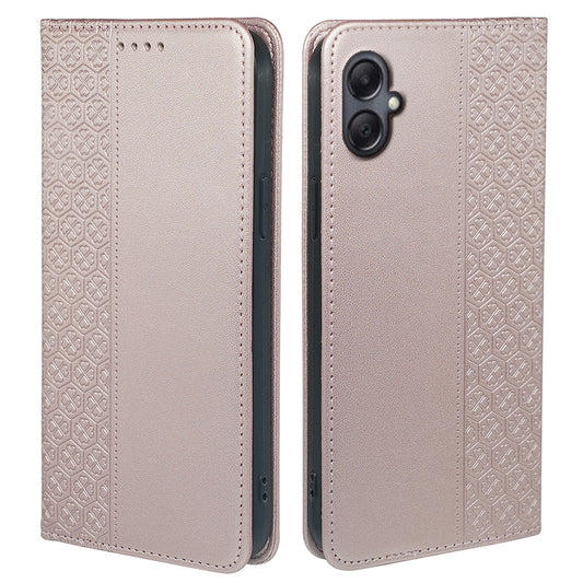 For Samsung Galaxy A06 Case Four-Leaf Clover Leather Flip Phone Cover Stand Wallet - Rose Gold