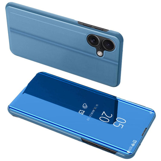 For iPhone 16 Plus Case View Window Stand Leather Flip Phone Cover - Blue