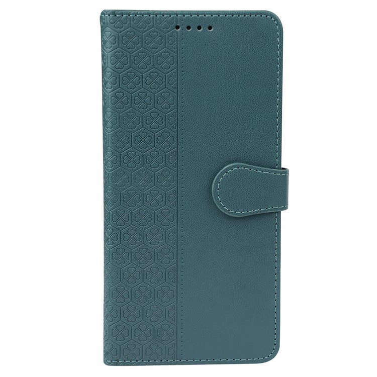 For Google Pixel 8a Case Magnetic Clasp Four-Leaf Clover Leather Phone Cover - Green