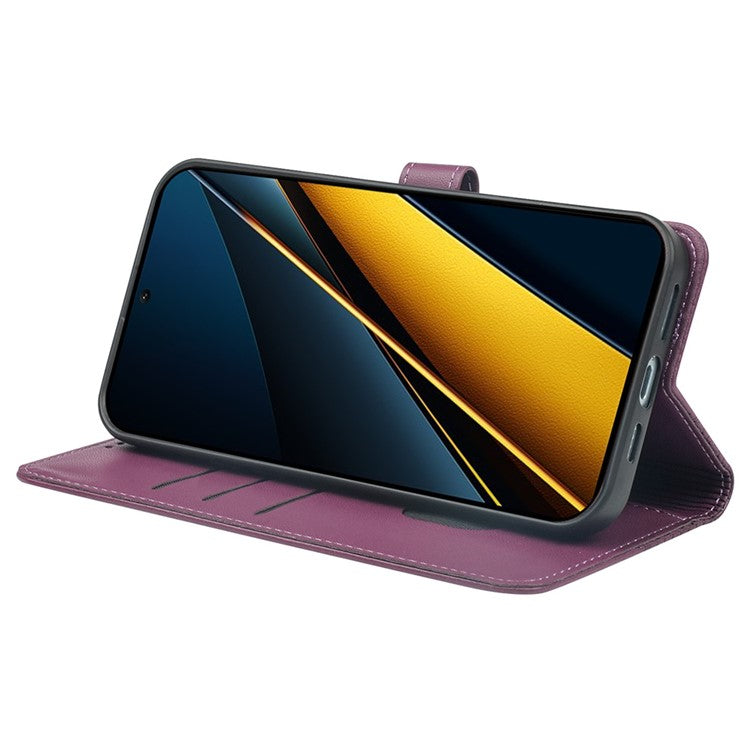 For Google Pixel 8a Case Magnetic Clasp Four-Leaf Clover Leather Phone Cover - Dark Purple