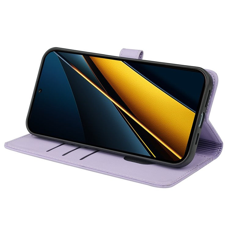 For Google Pixel 8a Case Magnetic Clasp Four-Leaf Clover Leather Phone Cover - Light Purple