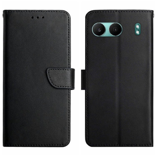 HT02 For OnePlus Nord 4 Case Genuine Cow Leather Phone Cover Nappa Texture - Black