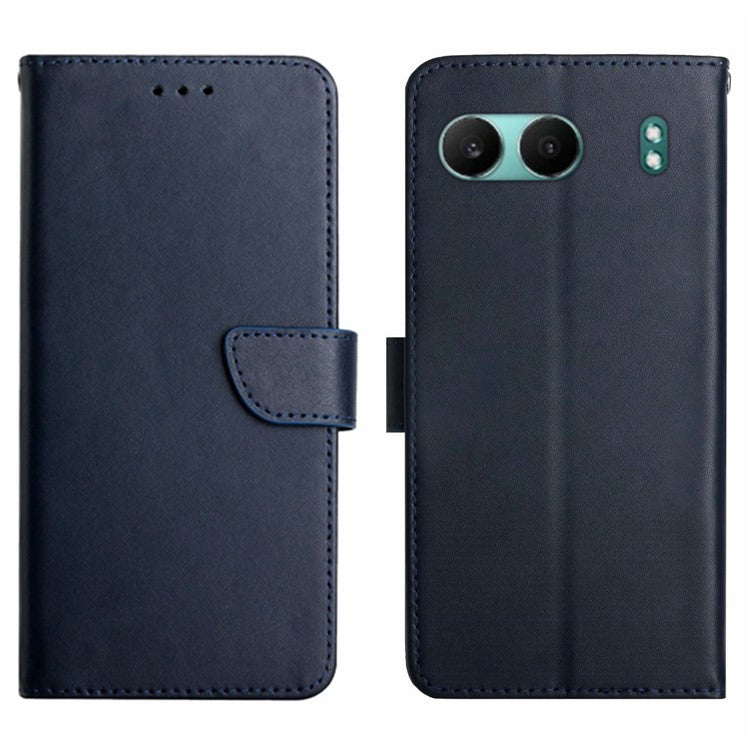 HT02 For OnePlus Nord 4 Case Genuine Cow Leather Phone Cover Nappa Texture - Blue