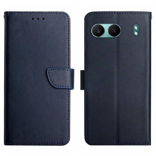 HT02 For OnePlus Nord 4 Case Genuine Cow Leather Phone Cover Nappa Texture - Blue