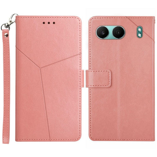HT01 For OnePlus Nord 4 Case Y-Shaped Lines Imprint Leather Phone Cover - Pink