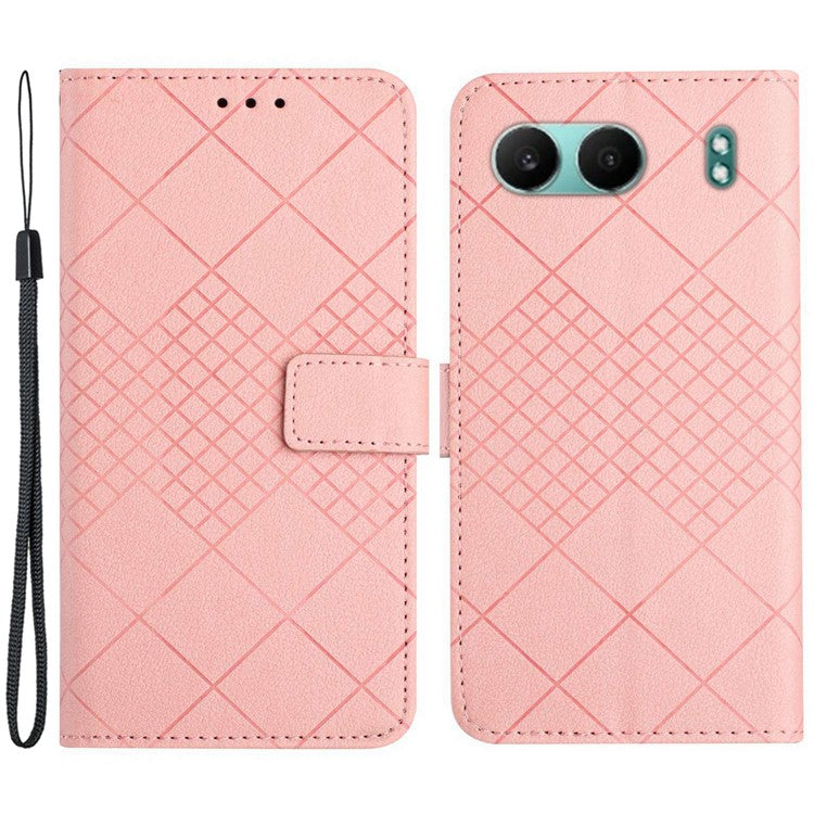 HT06 For OnePlus Nord 4 Wallet Phone Case Imprint PU Leather Flip Folio Cover - Pink