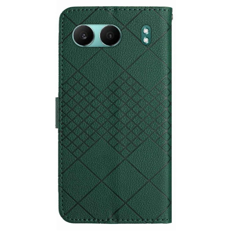 HT06 For OnePlus Nord 4 Wallet Phone Case Imprint PU Leather Flip Folio Cover - Green