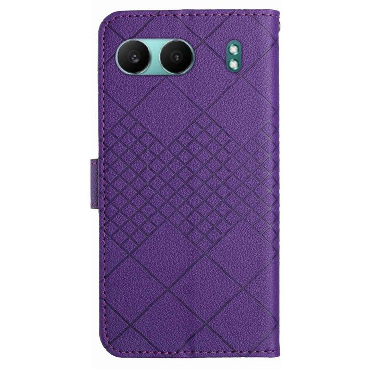 HT06 For OnePlus Nord 4 Wallet Phone Case Imprint PU Leather Flip Folio Cover - Dark Purple
