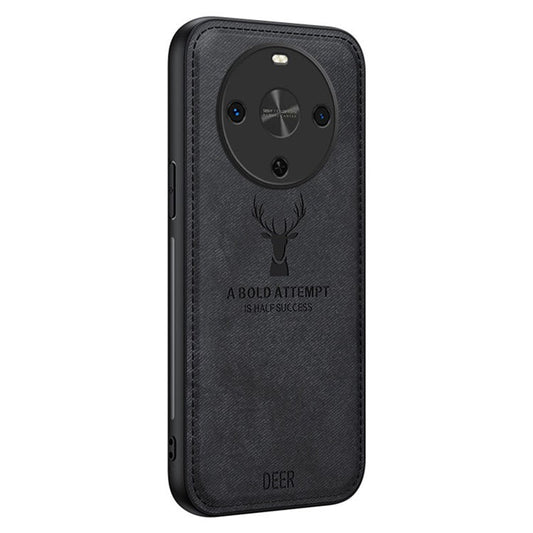 For Huawei Maimang 30 5G Case Deer Pattern Cloth Texture PU Leather Hybrid Phone Cover - Black