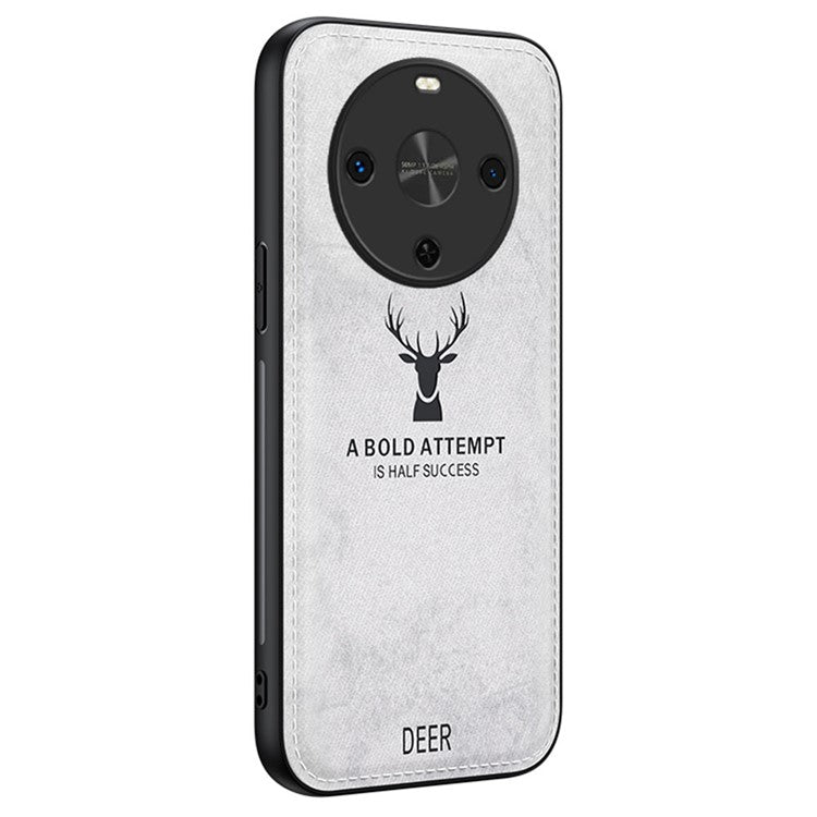 For Huawei Maimang 30 5G Case Deer Pattern Cloth Texture PU Leather Hybrid Phone Cover - Grey