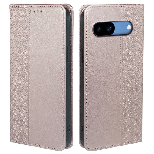 For Google Pixel 8a Case Four-Leaf Clover Leather Flip Phone Cover Stand Wallet - Rose Gold