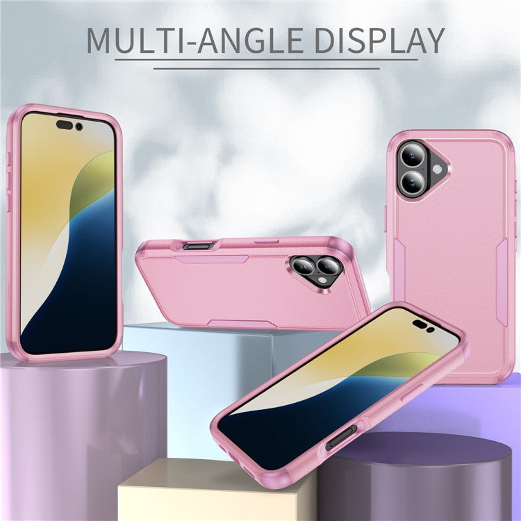 Commuter Series For iPhone 16 Plus Case 3-in-1 Shockproof TPU+PC Phone Cover - Pink