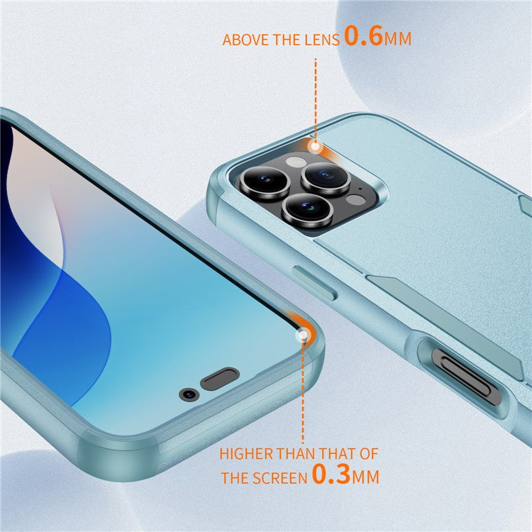 Commuter Series For iPhone 16 Pro Case 3-in-1 Shockproof TPU+PC Phone Cover - Grey Green