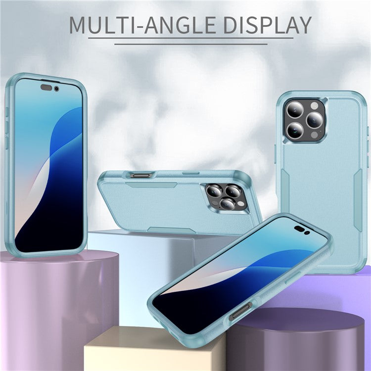 Commuter Series For iPhone 16 Pro Case 3-in-1 Shockproof TPU+PC Phone Cover - Grey Green