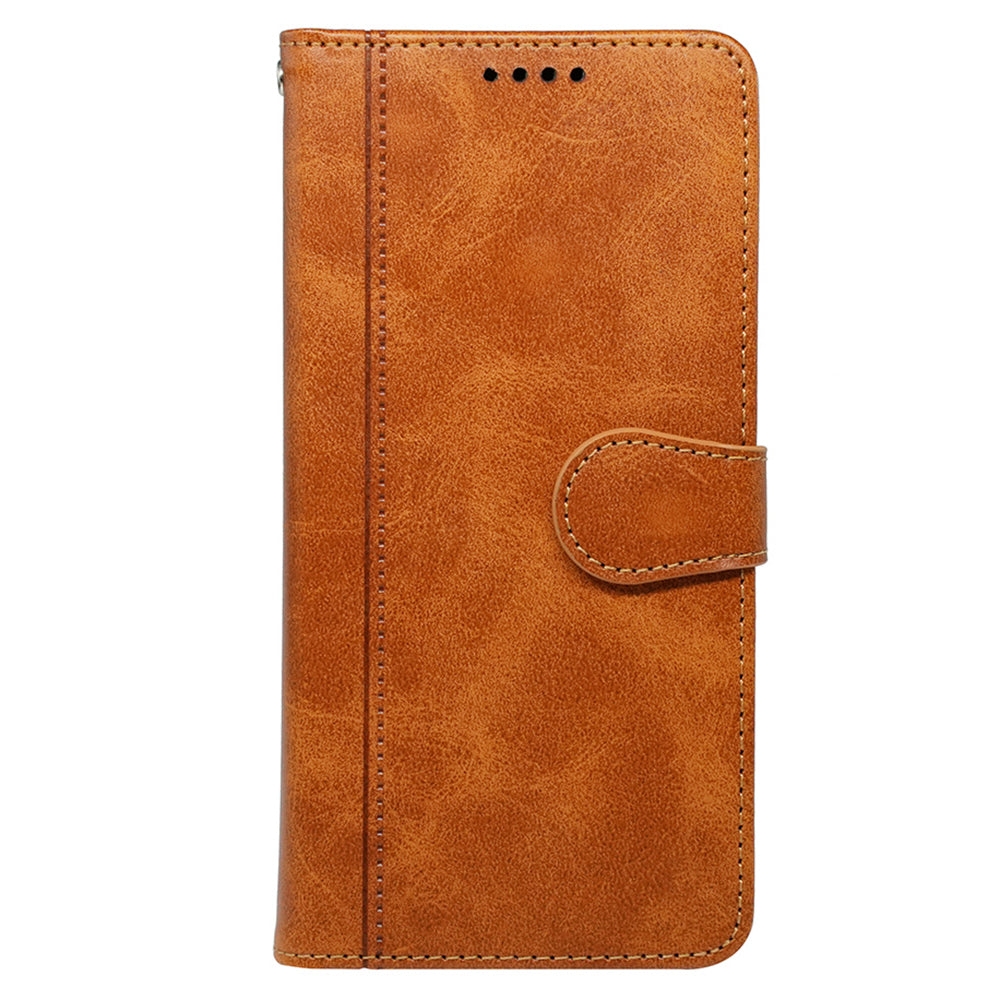 For Samsung Galaxy A06 Case Calf Texture Leather Stand Book Style Phone Cover - Yellow
