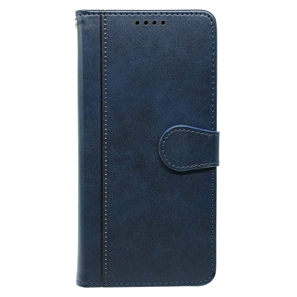 For Samsung Galaxy A06 Case Calf Texture Leather Stand Book Style Phone Cover - Blue