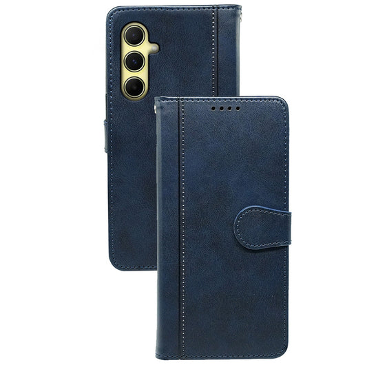 For Samsung Galaxy A16 5G / A16 4G Case Calf Texture Leather Stand Book Style Phone Cover - Blue