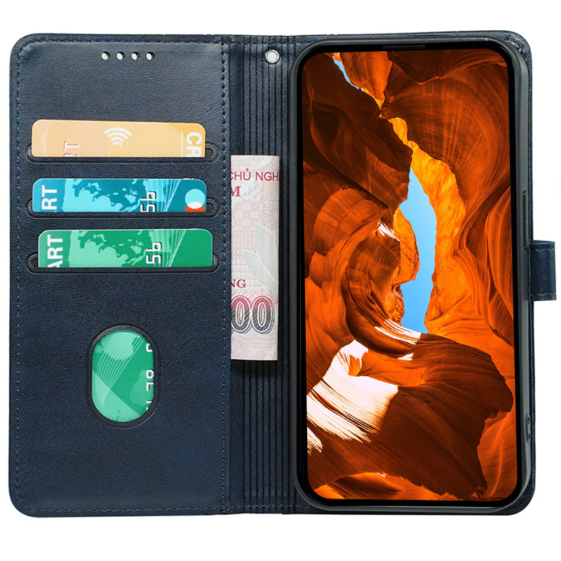 For Samsung Galaxy A16 5G / A16 4G Case Calf Texture Leather Stand Book Style Phone Cover - Blue