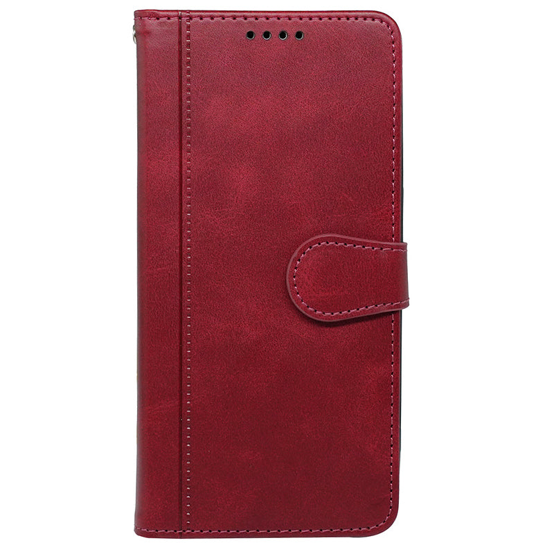 For Samsung Galaxy A16 5G / A16 4G Case Calf Texture Leather Stand Book Style Phone Cover - Red