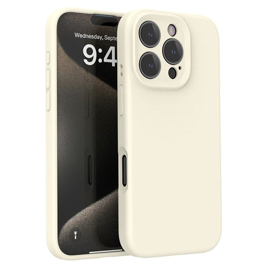 For iPhone 16 Pro Magnetic Case PC+Liquid Silicone Shockproof Protective Phone Cover - Antique White