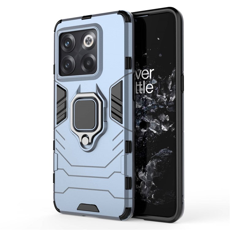 For OnePlus 10T 5G / Ace Pro 5G  Ring Kickstand Phone Case Armor Shockproof Military Hard PC Soft TPU Hybrid Protective Cover - Blue