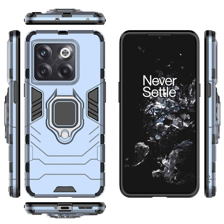 For OnePlus 10T 5G / Ace Pro 5G  Ring Kickstand Phone Case Armor Shockproof Military Hard PC Soft TPU Hybrid Protective Cover - Blue