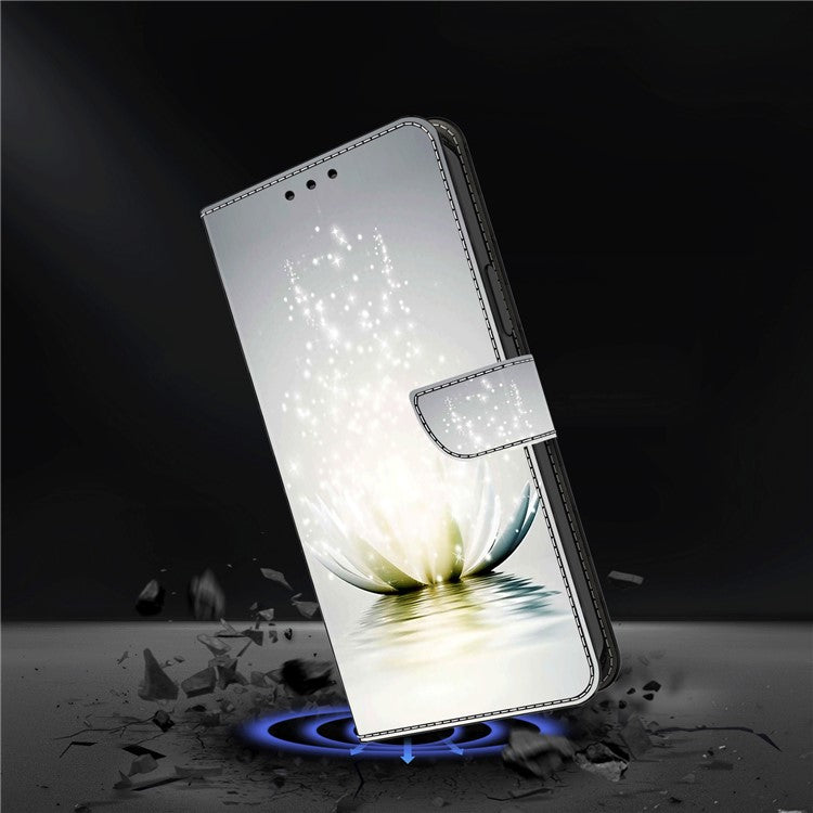 For iPhone 16 Case 3D Pattern PU Leather Wallet Phone Cover with Stand - Lotus