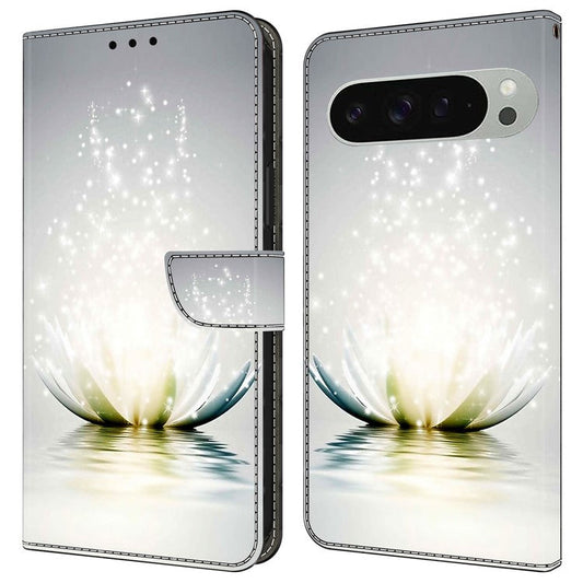 For Google Pixel 9 / 9 Pro Case 3D Pattern PU Leather Wallet Phone Cover with Stand - Lotus