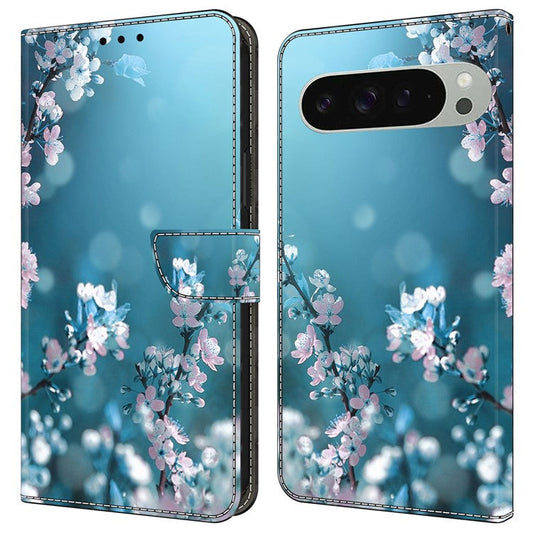 For Google Pixel 9 / 9 Pro Case 3D Pattern PU Leather Wallet Phone Cover with Stand - Plum Blossoms