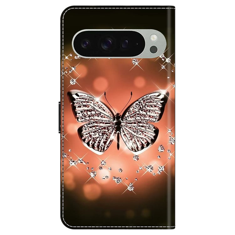 For Google Pixel 9 / 9 Pro Case 3D Pattern PU Leather Wallet Phone Cover with Stand - Crystal Butterfly