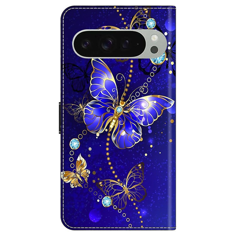 For Google Pixel 9 / 9 Pro Case 3D Pattern PU Leather Wallet Phone Cover with Stand - Diamond Butterfly