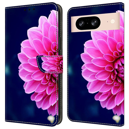 For Google Pixel 8a Case 3D Pattern PU Leather Wallet Phone Cover with Stand - Pink Flowers