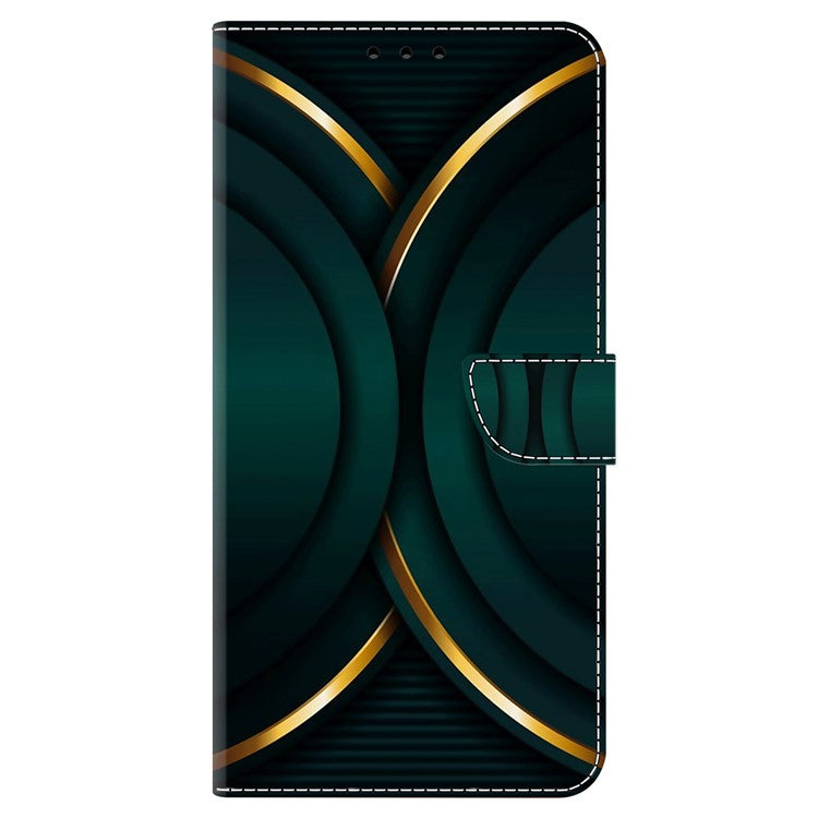 For Google Pixel 8a Case 3D Pattern PU Leather Wallet Phone Cover with Stand - Gold Contour