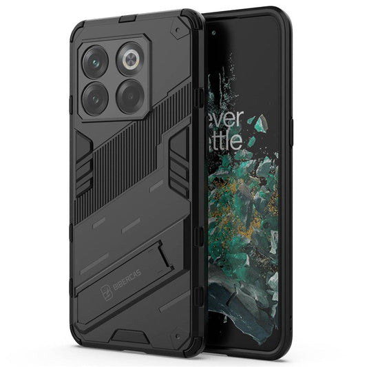 For OnePlus 10T 5G  /  Ace Pro 5G Mobile Phone Shell with Kickstand PC+TPU Hybrid Phone Case Anti-drop Cover - Black