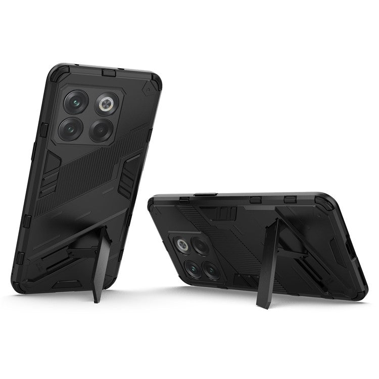 For OnePlus 10T 5G  /  Ace Pro 5G Mobile Phone Shell with Kickstand PC+TPU Hybrid Phone Case Anti-drop Cover - Black