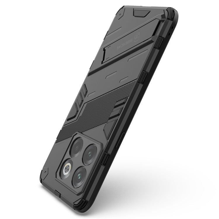 For OnePlus 10T 5G  /  Ace Pro 5G Mobile Phone Shell with Kickstand PC+TPU Hybrid Phone Case Anti-drop Cover - Black