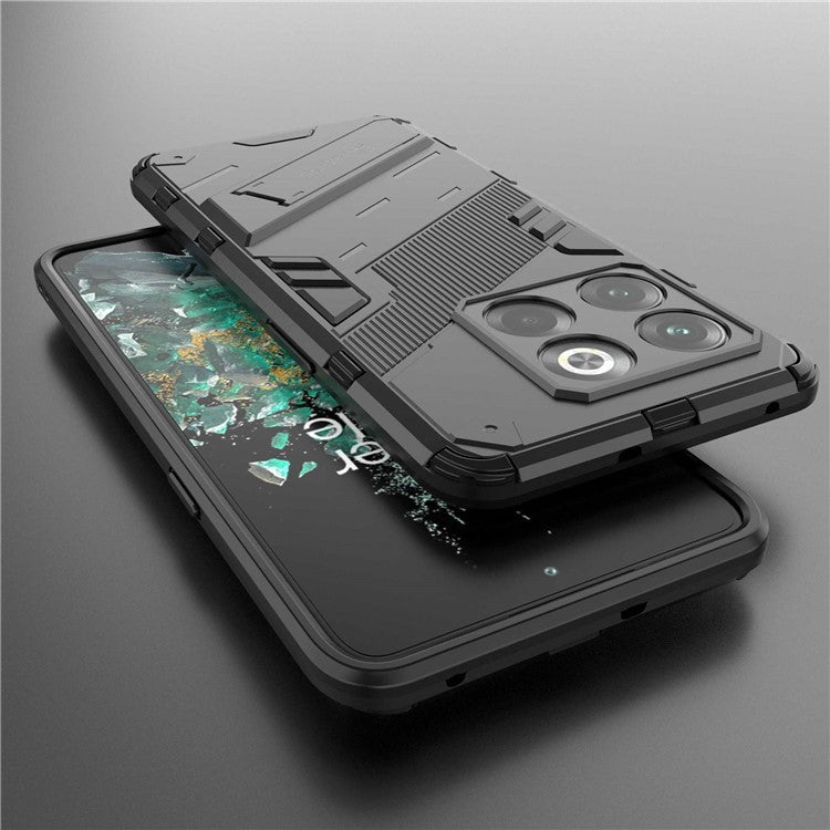 For OnePlus 10T 5G  /  Ace Pro 5G Mobile Phone Shell with Kickstand PC+TPU Hybrid Phone Case Anti-drop Cover - Black