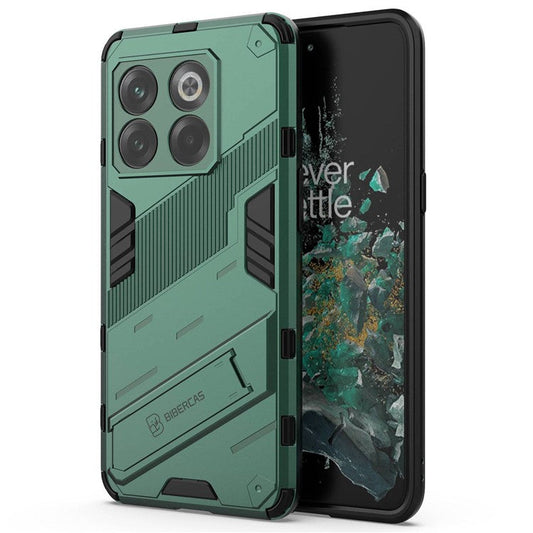 For OnePlus 10T 5G  /  Ace Pro 5G Mobile Phone Shell with Kickstand PC+TPU Hybrid Phone Case Anti-drop Cover - Green