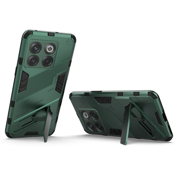For OnePlus 10T 5G  /  Ace Pro 5G Mobile Phone Shell with Kickstand PC+TPU Hybrid Phone Case Anti-drop Cover - Green
