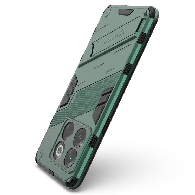 For OnePlus 10T 5G  /  Ace Pro 5G Mobile Phone Shell with Kickstand PC+TPU Hybrid Phone Case Anti-drop Cover - Green