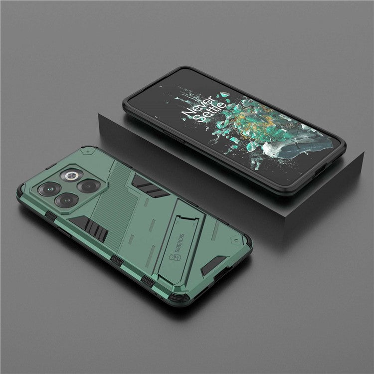 For OnePlus 10T 5G  /  Ace Pro 5G Mobile Phone Shell with Kickstand PC+TPU Hybrid Phone Case Anti-drop Cover - Green