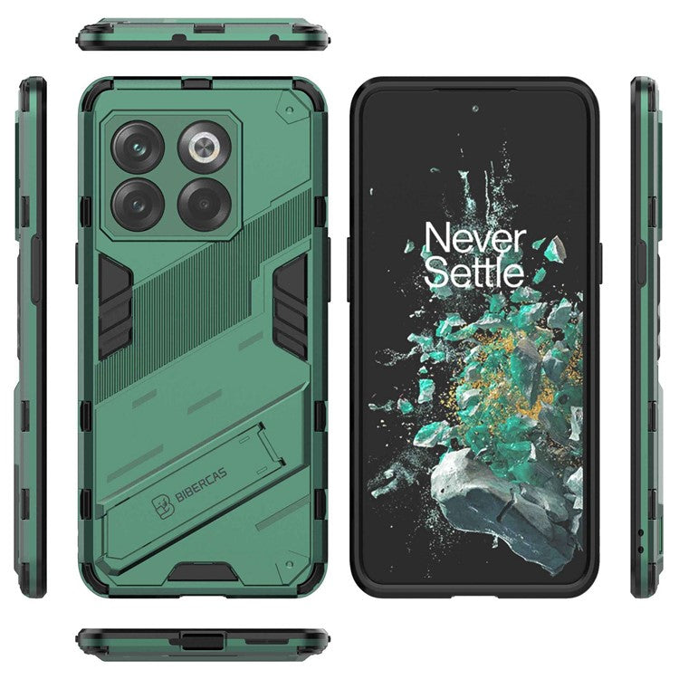 For OnePlus 10T 5G  /  Ace Pro 5G Mobile Phone Shell with Kickstand PC+TPU Hybrid Phone Case Anti-drop Cover - Green