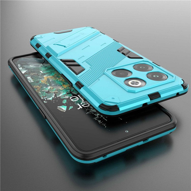 For OnePlus 10T 5G  /  Ace Pro 5G Mobile Phone Shell with Kickstand PC+TPU Hybrid Phone Case Anti-drop Cover - Baby Blue