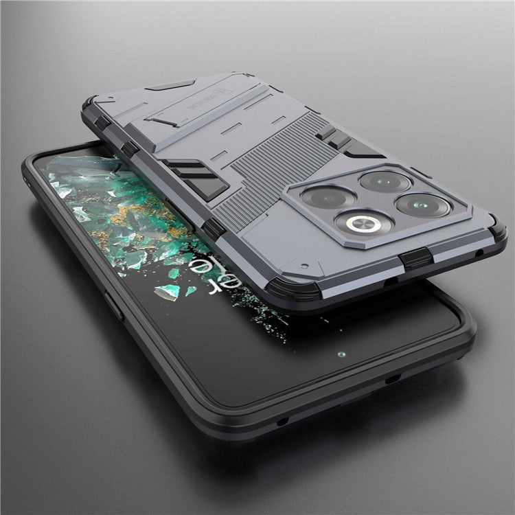 For OnePlus 10T 5G  /  Ace Pro 5G Mobile Phone Shell with Kickstand PC+TPU Hybrid Phone Case Anti-drop Cover - Dark Blue