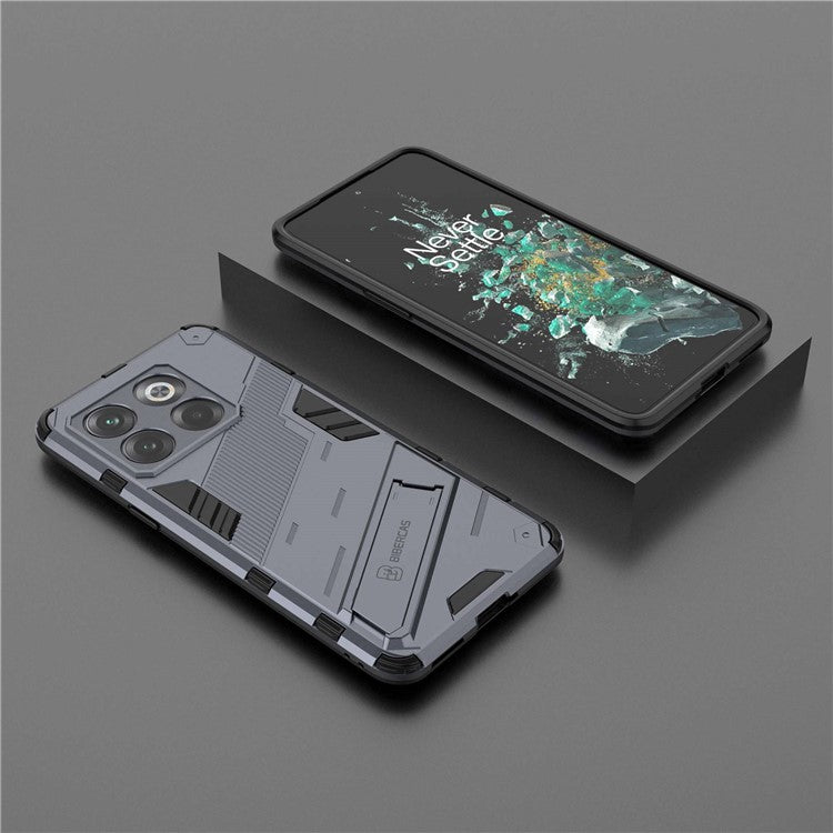 For OnePlus 10T 5G  /  Ace Pro 5G Mobile Phone Shell with Kickstand PC+TPU Hybrid Phone Case Anti-drop Cover - Dark Blue