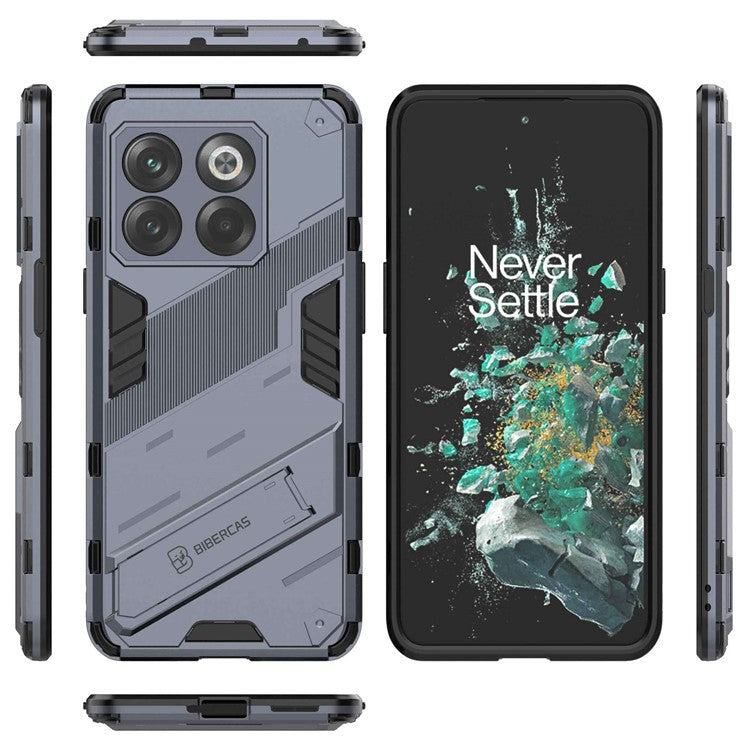 For OnePlus 10T 5G  /  Ace Pro 5G Mobile Phone Shell with Kickstand PC+TPU Hybrid Phone Case Anti-drop Cover - Dark Blue