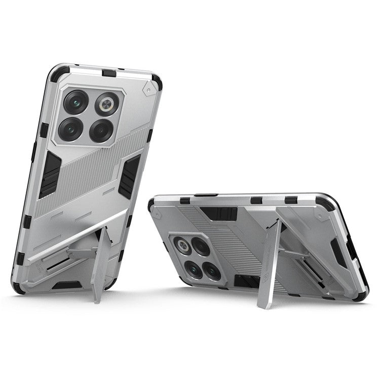 For OnePlus 10T 5G  /  Ace Pro 5G Mobile Phone Shell with Kickstand PC+TPU Hybrid Phone Case Anti-drop Cover - White