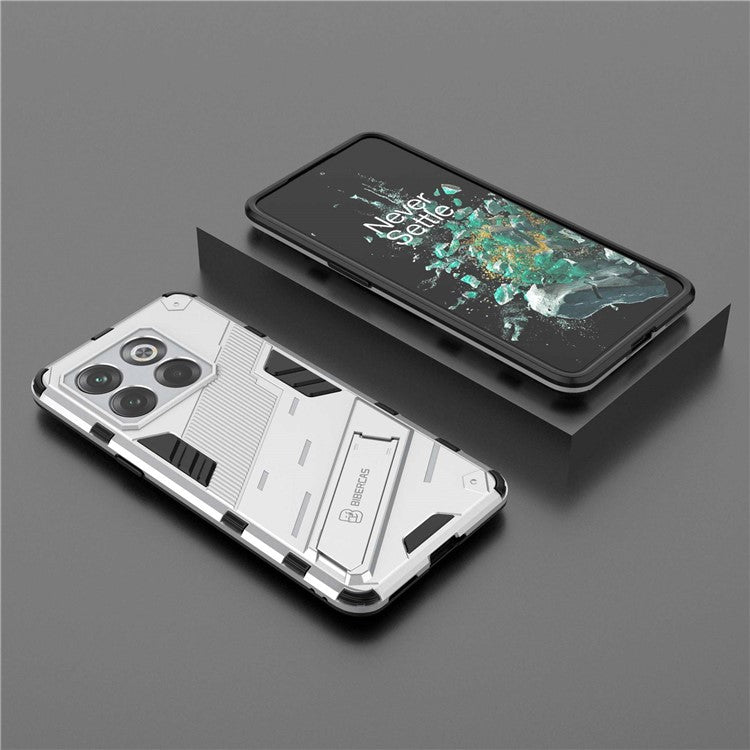 For OnePlus 10T 5G  /  Ace Pro 5G Mobile Phone Shell with Kickstand PC+TPU Hybrid Phone Case Anti-drop Cover - White