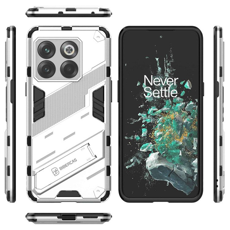 For OnePlus 10T 5G  /  Ace Pro 5G Mobile Phone Shell with Kickstand PC+TPU Hybrid Phone Case Anti-drop Cover - White